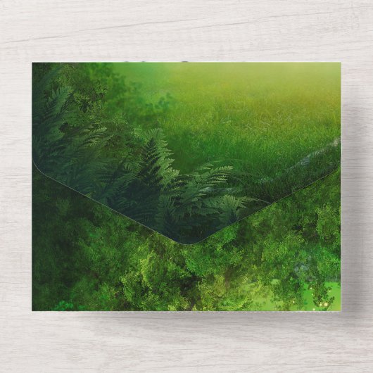 Invitation Tout En Un Mariage de forêt verte enchantée (Verso)