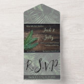 Invitation Tout En Un Mariage de fougères botaniques rustiques (À l'intérieur)