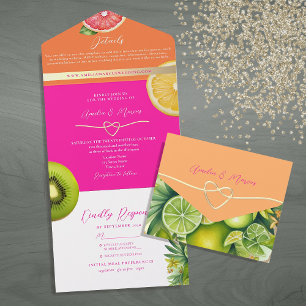Invitation Tout En Un Mariage de Fruits d'agrumes Modernes