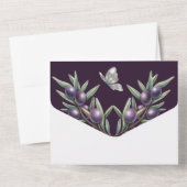 Invitation Tout En Un Mariage de glamour de papillon blanc violet  (Verso)