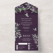 Invitation Tout En Un Mariage de glamour de papillon gris violet (À l'intérieur)