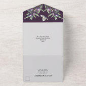 Invitation Tout En Un Mariage de glamour de papillon gris violet (Dehors)