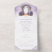 Invitation Tout En Un Mariage de jardin de lavande avec Rsvp (À l'intérieur)