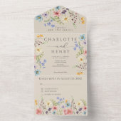 Invitation Tout En Un Mariage de jardin Fleur sauvage simple (À l'intérieur)