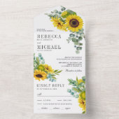 Invitation Tout En Un Mariage de la branche des tournesols rustiques et (À l'intérieur)