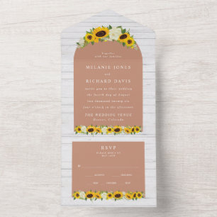 Invitation Tout En Un Mariage de la ferme Sunflower Boho