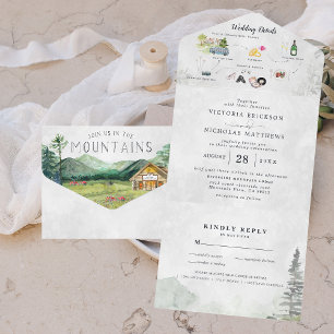 Invitation Tout En Un Mariage de la forêt rustique