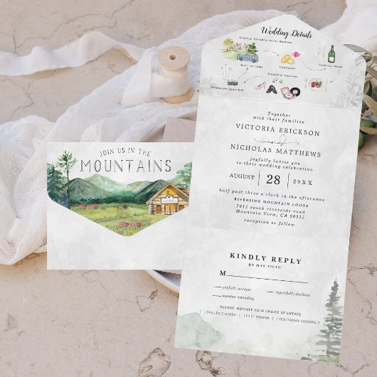 Invitation Tout En Un Mariage de la forêt rustique