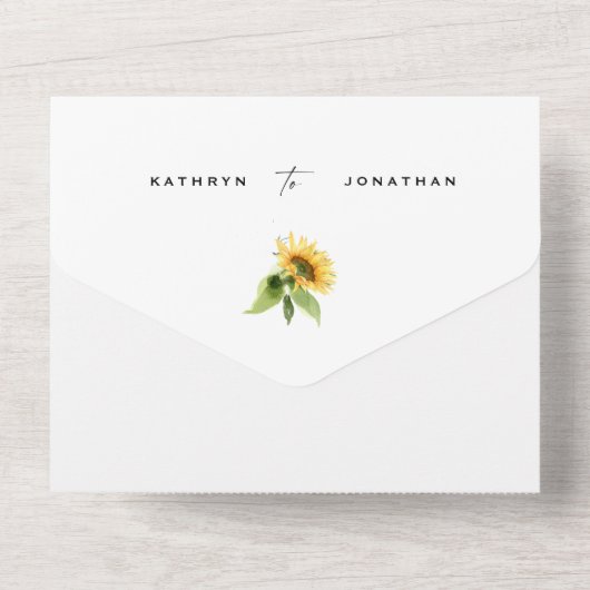 Invitation Tout En Un Mariage de la mariée de tournesol (Verso)