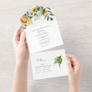 Invitation Tout En Un Mariage de la mariée de tournesol