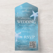 Invitation Tout En Un Mariage de la mer Bleue profonde tout en une invit (À l'intérieur)