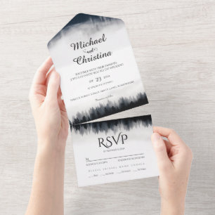 Invitation Tout En Un Mariage de la nature de la forêt d'épinette brune