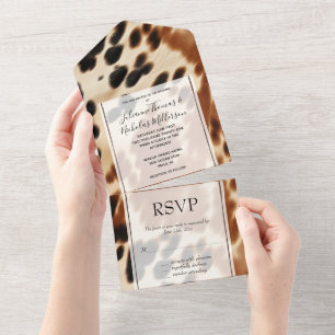 Invitation Tout En Un Mariage de la vache Brown de l'Ouest