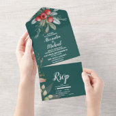 Invitation Tout En Un Mariage de la verdure de Noël (Déchirure)
