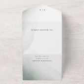 Invitation Tout En Un Mariage de lavage monogramme Sage vert Aquarelle (Dehors)