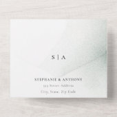 Invitation Tout En Un Mariage de lavage monogramme Sage vert Aquarelle (Verso)