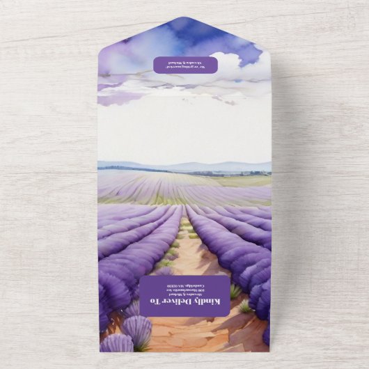 Invitation Tout En Un Mariage de lavande rustique (Dehors)