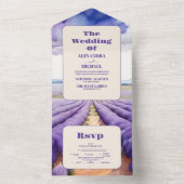 Invitation Tout En Un Mariage de lavande rustique (À l'intérieur)