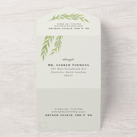 Invitation Tout En Un Mariage de l'écriture formelle de branche simple (Dehors)