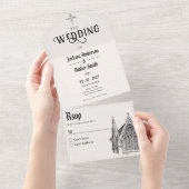 Invitation Tout En Un Mariage de l'église gothique (Déchirure)