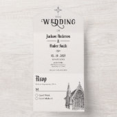 Invitation Tout En Un Mariage de l'église gothique (À l'intérieur)