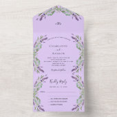 Invitation Tout En Un Mariage de l'eucalyptus à fleurs violettes (À l'intérieur)