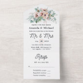 Invitation Tout En Un Mariage de l'eucalyptus rose bohème (À l'intérieur)