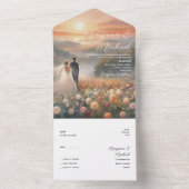 Invitation Tout En Un Mariage de lever de soleil chic simple (À l'intérieur)