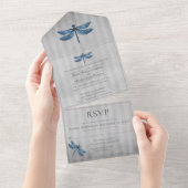Invitation Tout En Un Mariage de libellules à bijoux bleu (Déchirure)