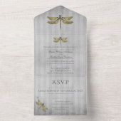 Invitation Tout En Un Mariage de libellules à bijoux en or (À l'intérieur)