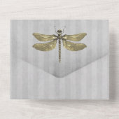 Invitation Tout En Un Mariage de libellules à bijoux en or (Verso)