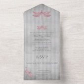 Invitation Tout En Un Mariage de libellules à bijoux rose (À l'intérieur)