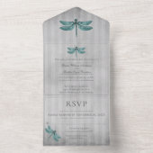 Invitation Tout En Un Mariage de libellules à bijoux turquoise (À l'intérieur)