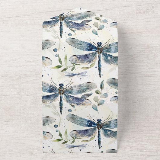 Invitation Tout En Un Mariage de libellules bleues (Dehors)