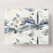 Invitation Tout En Un Mariage de libellules bleues (Verso)