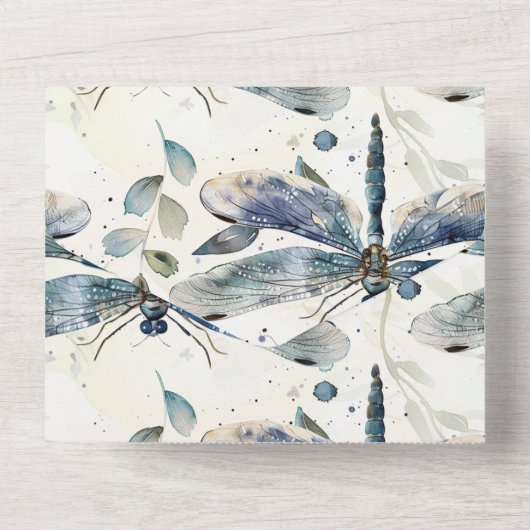 Invitation Tout En Un Mariage de libellules bleues (Verso)