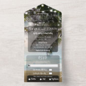 Invitation Tout En Un Mariage de l'île tropicale Beach Palm Tree Lights (À l'intérieur)