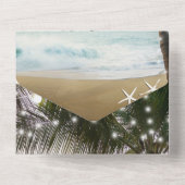 Invitation Tout En Un Mariage de l'île tropicale Beach Palm Tree Lights (Verso)