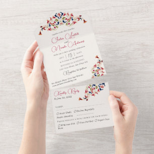 Invitation Tout En Un Mariage de Luxe Artistique Botanique Floral Paisle