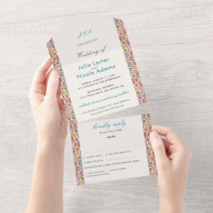 Invitation Tout En Un Mariage de luxe géométrique