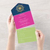 Invitation Tout En Un Mariage de Mandala d'or d'été (Déchirure)