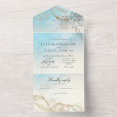 Invitation Tout En Un Mariage de mer Été Bleu Océan Plage Mariage (À l'intérieur)