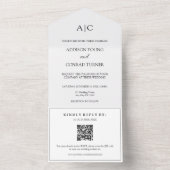 Invitation Tout En Un Mariage de monogramme blanc de code QR (À l'intérieur)