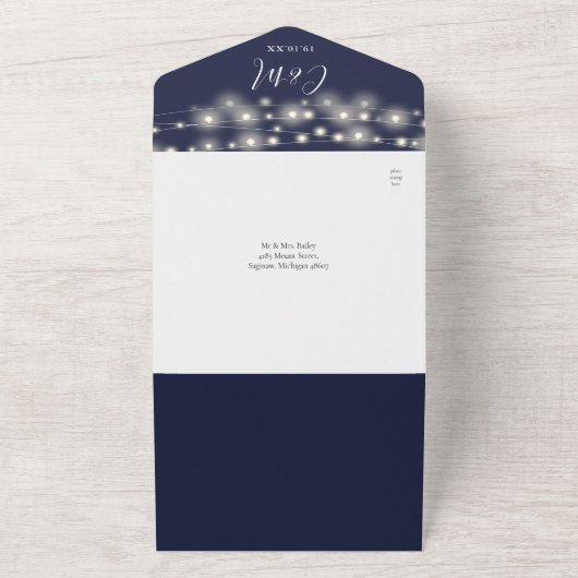 Invitation Tout En Un Mariage de monogramme de code QR (Dehors)