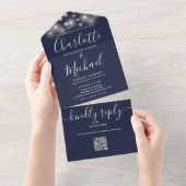 Invitation Tout En Un Mariage de monogramme de code QR (Déchirure)