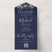 Invitation Tout En Un Mariage de monogramme de code QR (À l'intérieur)