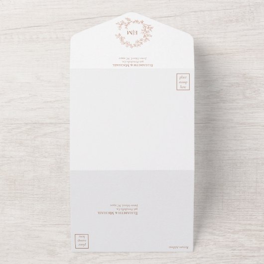 Invitation Tout En Un Mariage de monogramme en terre cuite (Dehors)