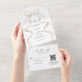 Invitation Tout En Un Mariage de monogramme ivoire élégant (Déchirure)