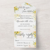 Invitation Tout En Un Mariage de monogramme jaune pâle (À l'intérieur)