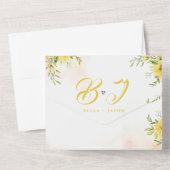 Invitation Tout En Un Mariage de monogramme jaune pâle (Verso)